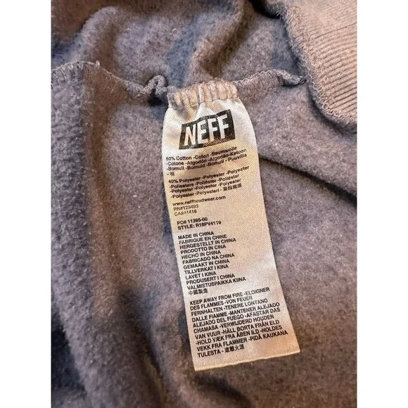 Disney Neff Mickey Mouse hoodie Sweatshirt Womens L  Gray Pockets Stars stripes - Picture 9 of 10